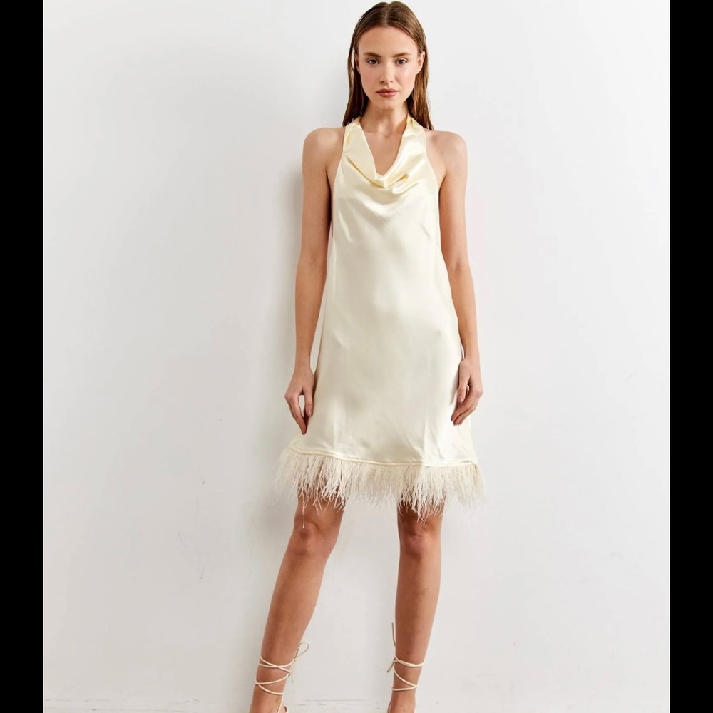WeWoreWhat Feather Halter Mini - great for brides!